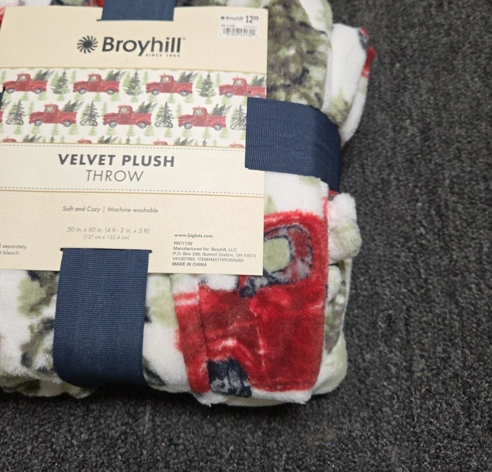 Broyhill Red Vintage Truck Velvet Plush Throw 50